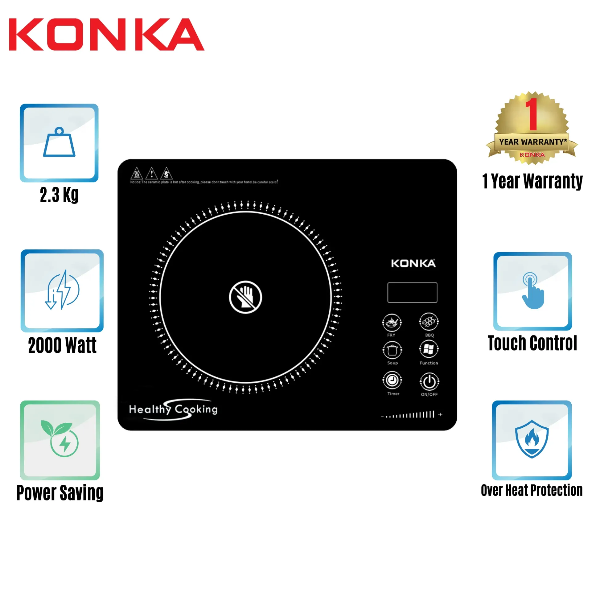 KONKA Infrared Cooker -Power Saving KIC-180(2000W) (copy)(পণ্যটি অর্ডার করার জন্য হালাল দোকান থেকে ৫০,০০০ হাজার টাকা এর উপরের পণ্য অর্ডার করতে হবে. )