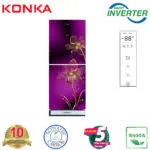 KONKA Refrigerator-KRT-282EIGB-Pink Nelumbo Upper Freezer, Electronics Control, Digital Display with Inverter Technology (282 LTR)