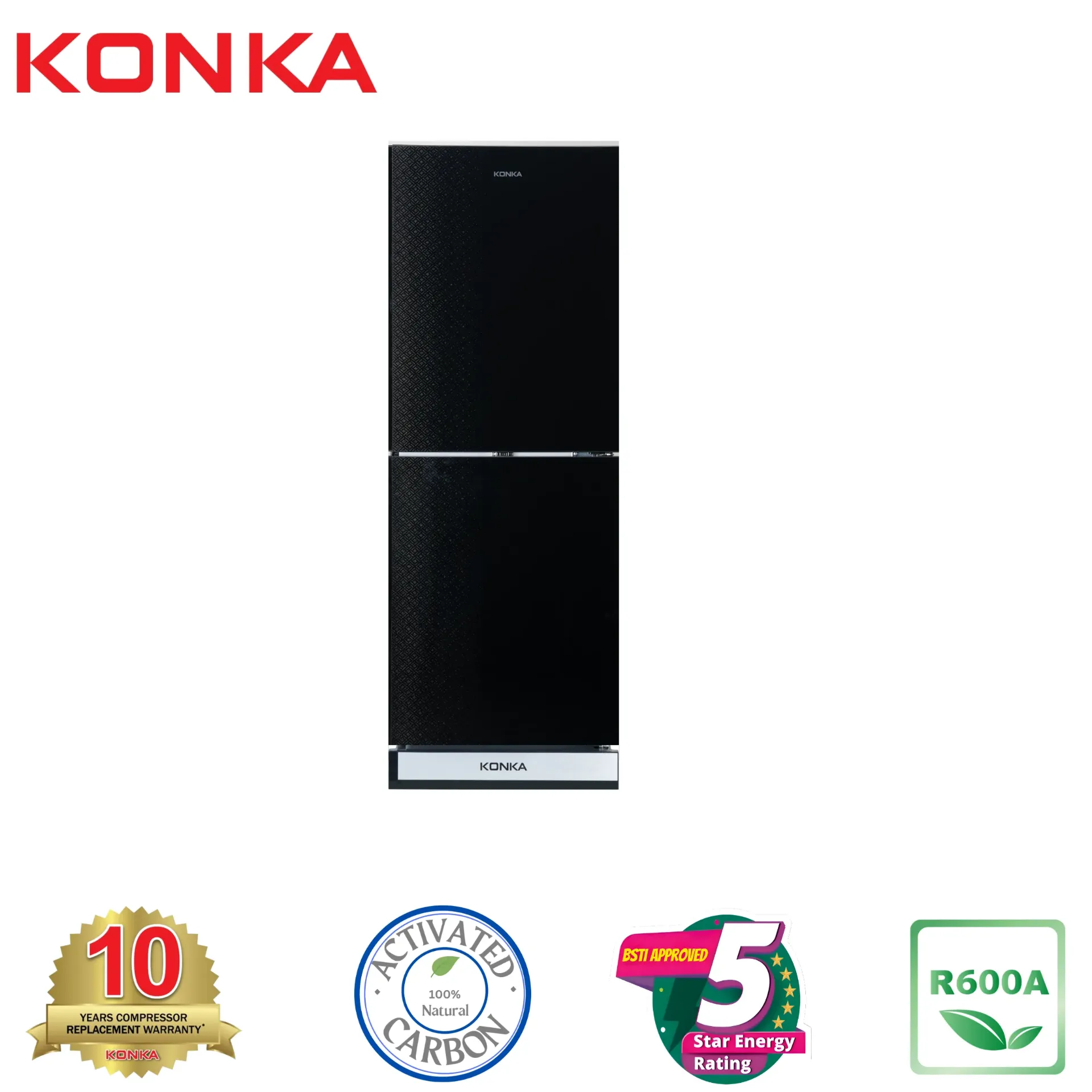 KONKA Refrigerator-KRT-240GB-2-Door, Upper Freezer (240 Ltr) Light Dark with Red Flower