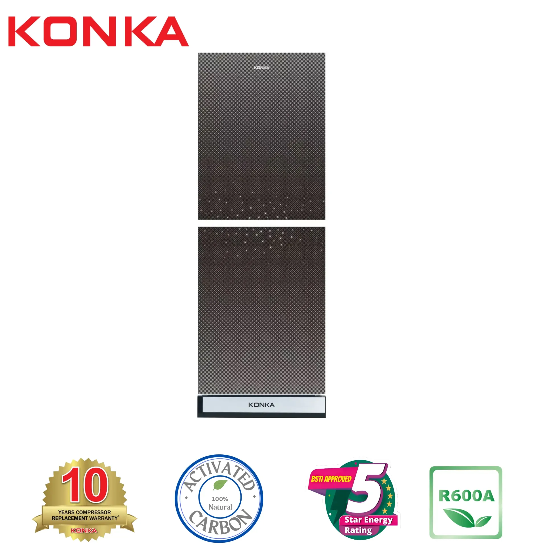 KONKA Refrigerator-KRT-282GB-Black Dot-Wishbone, Upper Freezer (282 LTR)