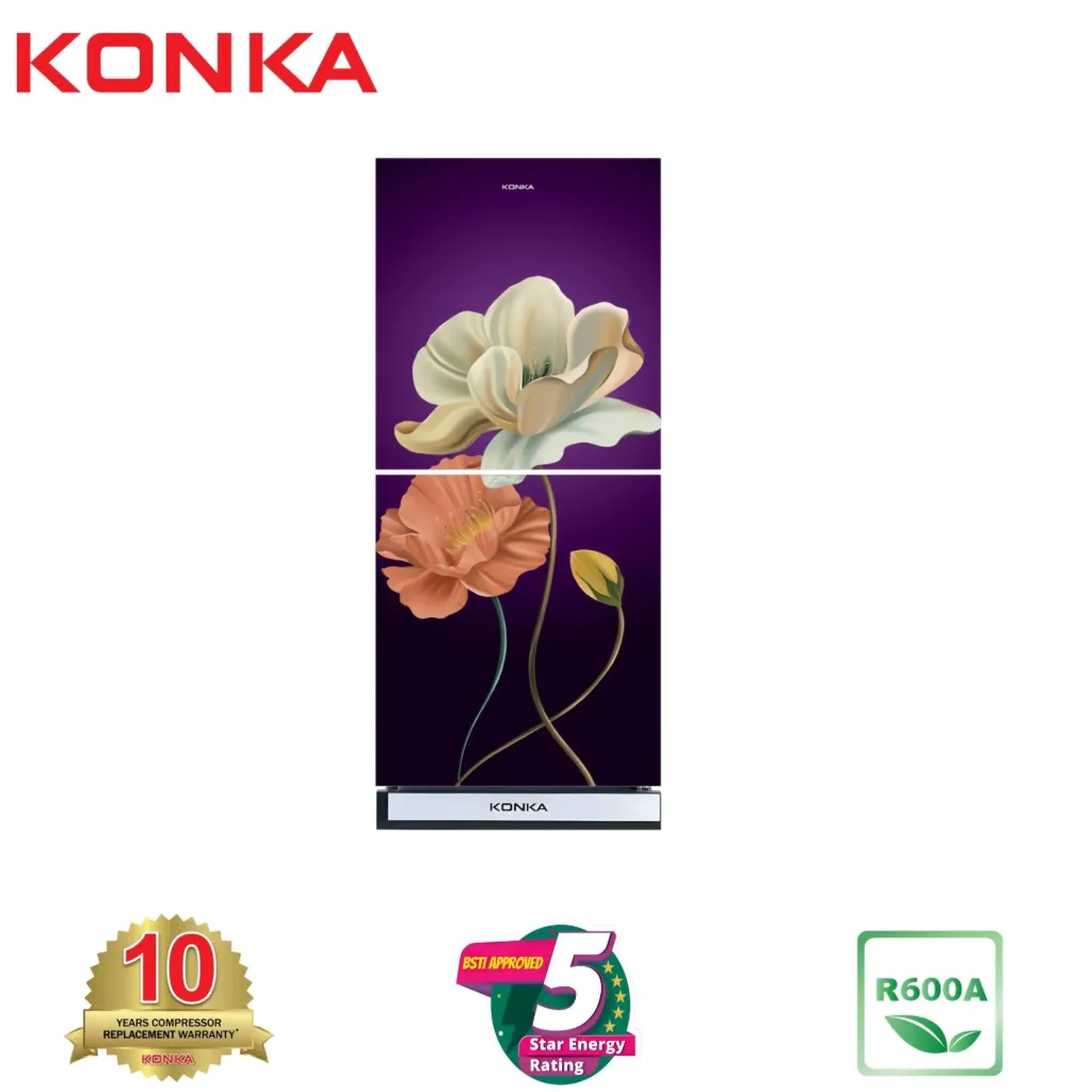KONKA Refrigerator-KRT-200GB-3D Purple Magnolia-2-Door, Upper Freezer (200 Ltr)
