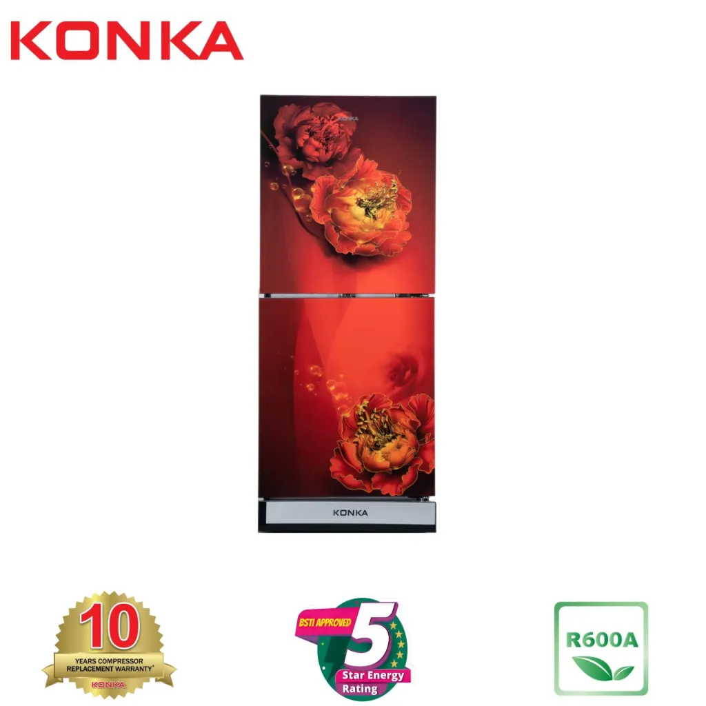 KONKA Refrigerator-KRT-165GB-Red Peony-2-Door, Upper Freezer (165 Ltr)