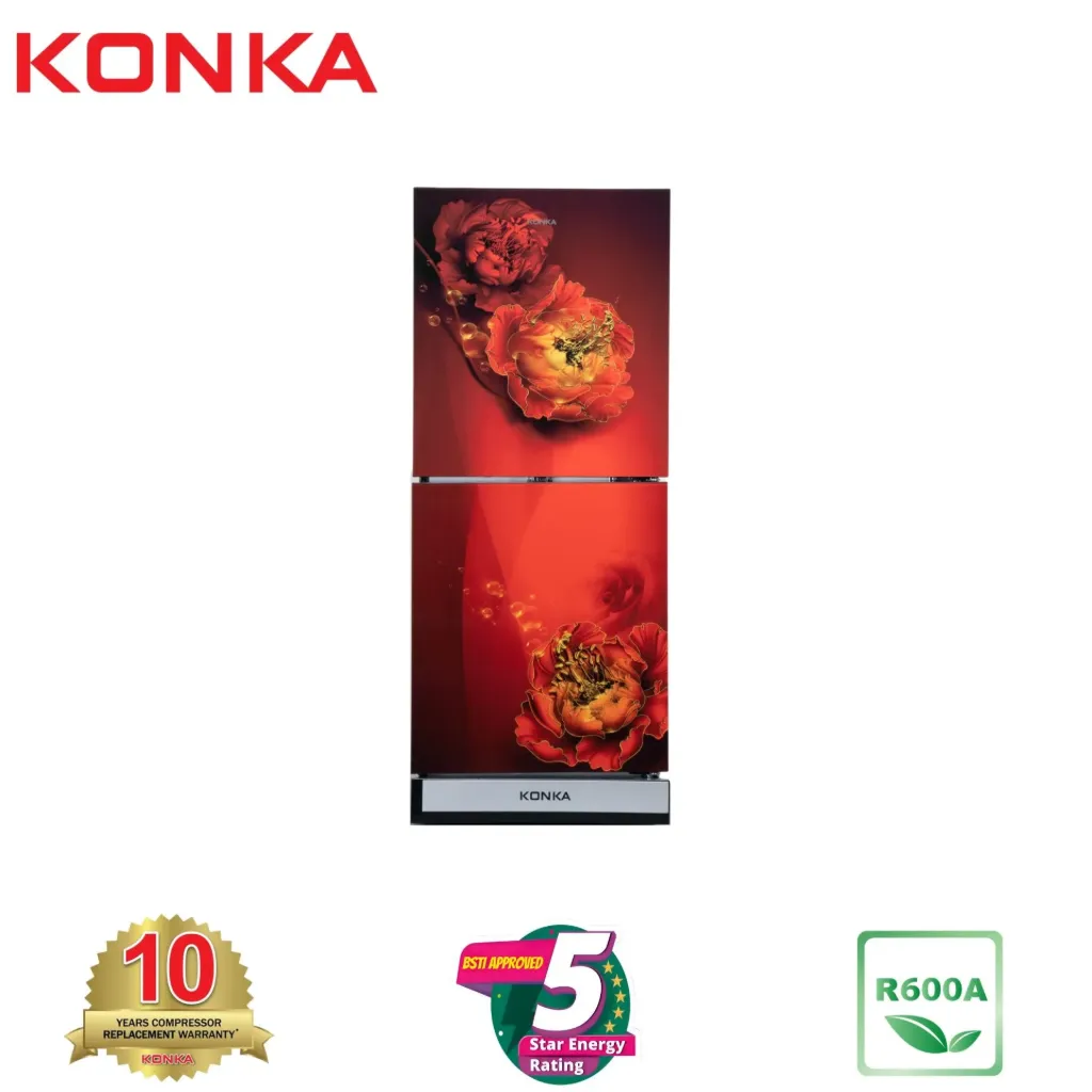 KONKA Refrigerator-KRT-165GB-Red Peony-2-Door, Upper Freezer (165 Ltr)